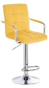 LuxuryForm Barová židle VERONA VELUR na stříbrném talíři - žlutá