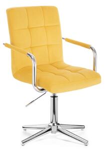 LuxuryForm Židle VERONA VELUR na stříbrném kříži - žlutá