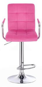 Barová židle VERONA VELUR na stříbrném talíři - růžová