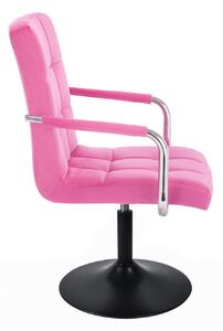 Židle VERONA VELUR na černém talíři - růžová