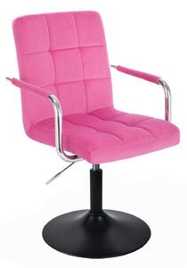 Židle VERONA VELUR na černém talíři - růžová