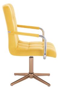 LuxuryForm Židle VERONA VELUR na zlatém kříži - žlutá