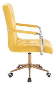 LuxuryForm Židle VERONA VELUR na zlaté podstavě s kolečky - žlutá