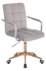 LuxuryForm Židle VERONA VELUR na zlaté podstavě s kolečky - světle šedá
