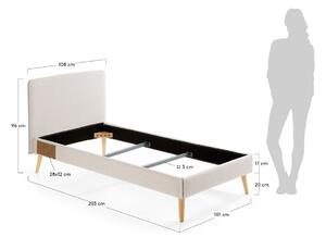 Béžová látková jednolůžková postel Kave Home Dyla 90 x 190 cm