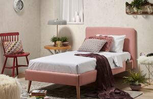 Růžová látková jednolůžková postel Kave Home Dyla 90 x 190 cm