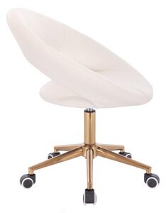 LuxuryForm Židle NAPOLI na zlaté podstavě s kolečky - bílá