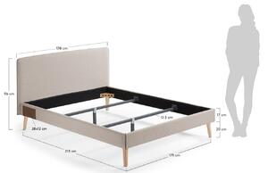 Béžová látková dvoulůžková postel Kave Home Dyla 160 x 200 cm