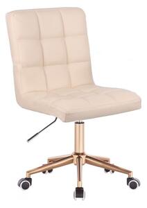 LuxuryForm Židle TOLEDO na zlaté podstavě s kolečky - krémová