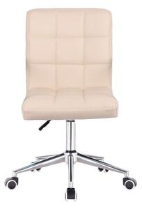 LuxuryForm Židle TOLEDO na stříbrné podstavě s kolečky - krémová