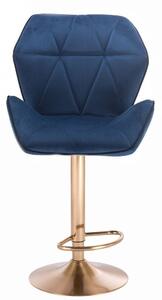 LuxuryForm Barová židle MILANO MAX VELUR na zlatém talíři - modrá