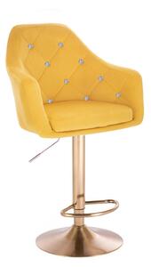 Barová židle ROMA VELUR na zlatém talíři - žlutá