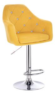LuxuryForm Barová židle ROMA VELUR na stříbrném talíři - žlutá