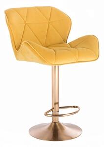Barová židle MILANO VELUR na zlatém talíři - žlutá