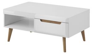Konferenční stolek - NORDI NL107, bílá lesklá/dub riviéra