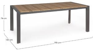 Hnědý plastový zahradní stůl Bizzotto Elian 198 x 100 cm