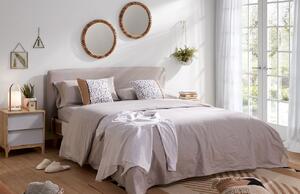Béžová látková dvoulůžková postel Kave Home Dyla 150 x 190 cm