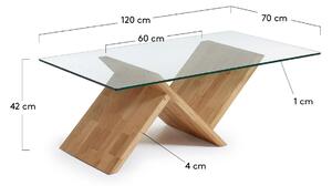 Skleněný konferenční stolek Kave Home Waley 120 x 70 cm
