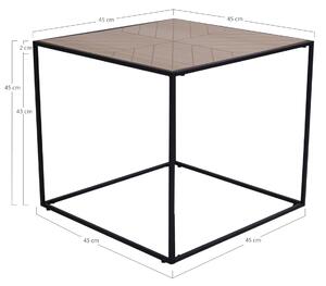 House Nordic Boční stolek Bergamo (Čtvercový boční stolek v černé barvě s deskou z dýhy paulovnie\n\n50x50xh45 cm)