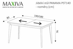 PIASKI Jídelní stůl rozkládací - NST140, 140/180x80, dub artisan/matná černá