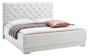Bílá koženková dvoulůžková postel Meise Möbel Pisa 180 x 200 cm
