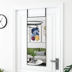 Zrcadlo na dveře černé 40 x 100 cm sklo a hliník 327408