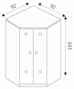 Rohová šatní skříň - TOMMY 4, grafit/enigma
