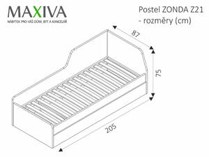 Postel - ZONDA Z21 s úložným prostorem, 80x200 cm, popel/bílá lesklá