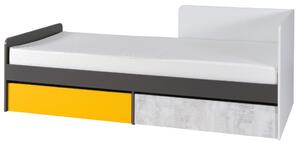 Postel - BRUNO 7 pravá, 90x200 cm, bílá/grafit/enigma/žlutá