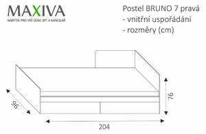 JUREK Postel - BRUNO 7 pravá, 90x200 cm, bílá/grafit/enigma/žlutá