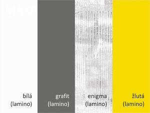 Skříň - BRUNO 2, bílá/grafit/enigma/žlutá