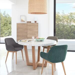 Béžová látková jídelní židle Kave Home Konna s dřevěnou podnoží
