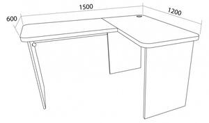 Psací stůl rohový CASPER C013, creme / zelená