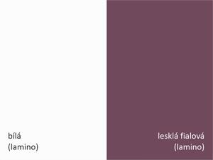 MARIDEX SKŘÍNĚ Šatní skříň - LUX 7, matná bílá/lesklá fialová