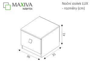 MARIDEX Noční stolek - LUX, bílá/lesklá fialová