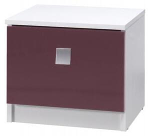 Noční stolek - LUX, bílá/lesklá fialová