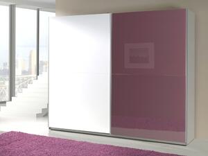 Šatní skříň - LUX 9, bílá/lesklá fialová