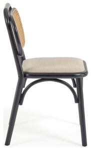Černá dubová jídelní židle Kave Home Doriane s ratanovým opěradlem
