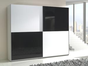 MARIDEX SKŘÍNĚ Šatní skříň - LUX 4, matná bílá/lesklá bílá/lesklá černá