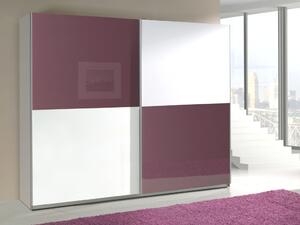 Šatní skříň - LUX 10, bílá/lesklá fialová