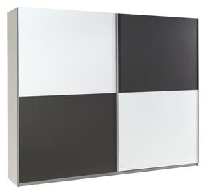MARIDEX SKŘÍNĚ Šatní skříň - LUX 21, matná bílá/lesklá bílá a grafit
