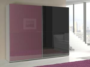 Šatní skříň - LUX 8, bílá/lesklá fialová a černá