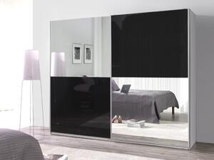 MARIDEX SKŘÍNĚ Šatní skříň - LUX 26 se zrcadlem, matná bílá/lesklá černá
