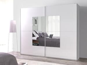 MARIDEX SKŘÍNĚ Šatní skříň - LUX 30 se zrcadlem, matná bílá/lesklá bílá