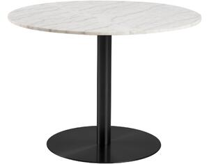 Scandi Bílý mramorový jídelní stůl Aron 105 cm s černou podnoží