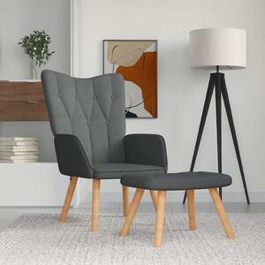Relaxační křeslo se stoličkou tmavě šedé textil 327535