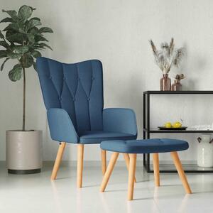Relaxační křeslo se stoličkou modré textil 327538
