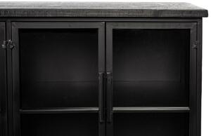 White Label Černá dřevěná vitrína WLL Ferre 75x120 cm