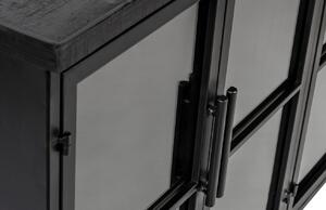 White Label Černá dřevěná vitrína WLL Ferre 75x120 cm