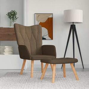 Relaxační křeslo se stoličkou hnědé textil 327537